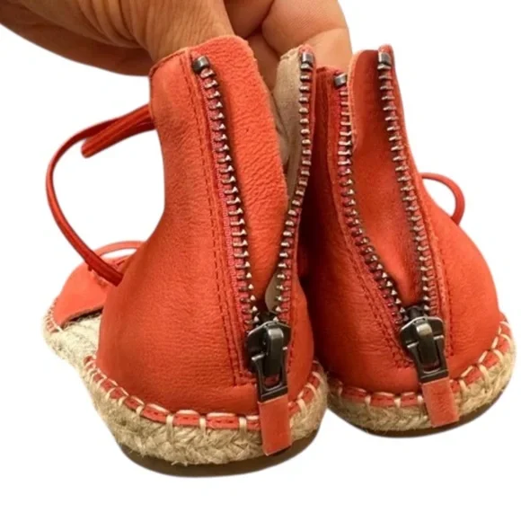 NWOT Eileen Fisher Leather Lace Up Espadrille Tangelo Sandal Size 9